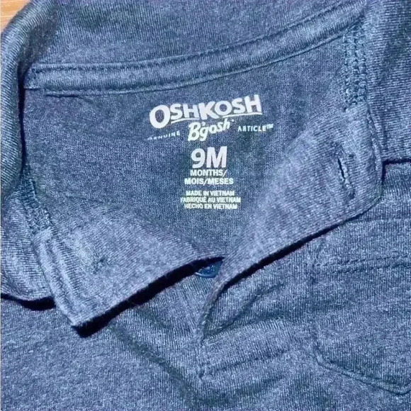 Oshkosh B’Gosh Baby Boy Navy Polo Onesie Size 9 Months - Picture 2 of 3